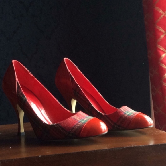 Jon Josef Red Patent and Plaid Heels - Picture 3 of 3